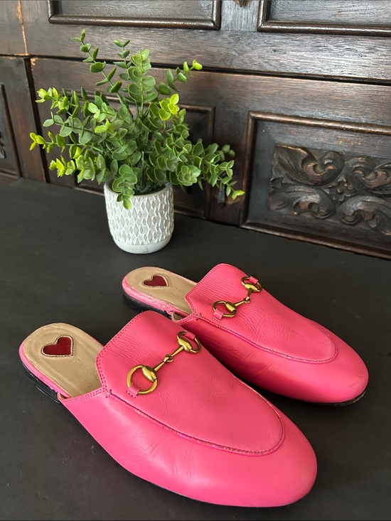 Shoes - Pink Women's Slip-On Loafers with Gold Bit Hardware
